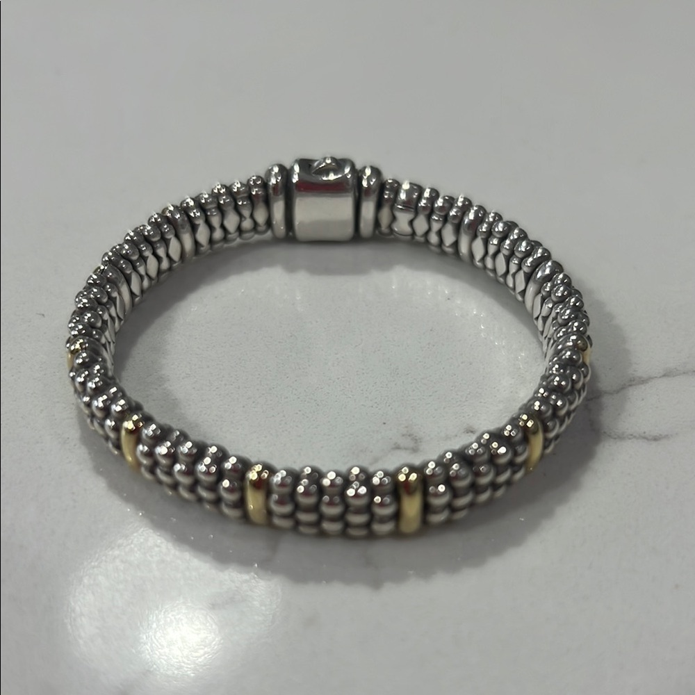 Lagos 9mm Gold Station Caviar Bracelet 9mm